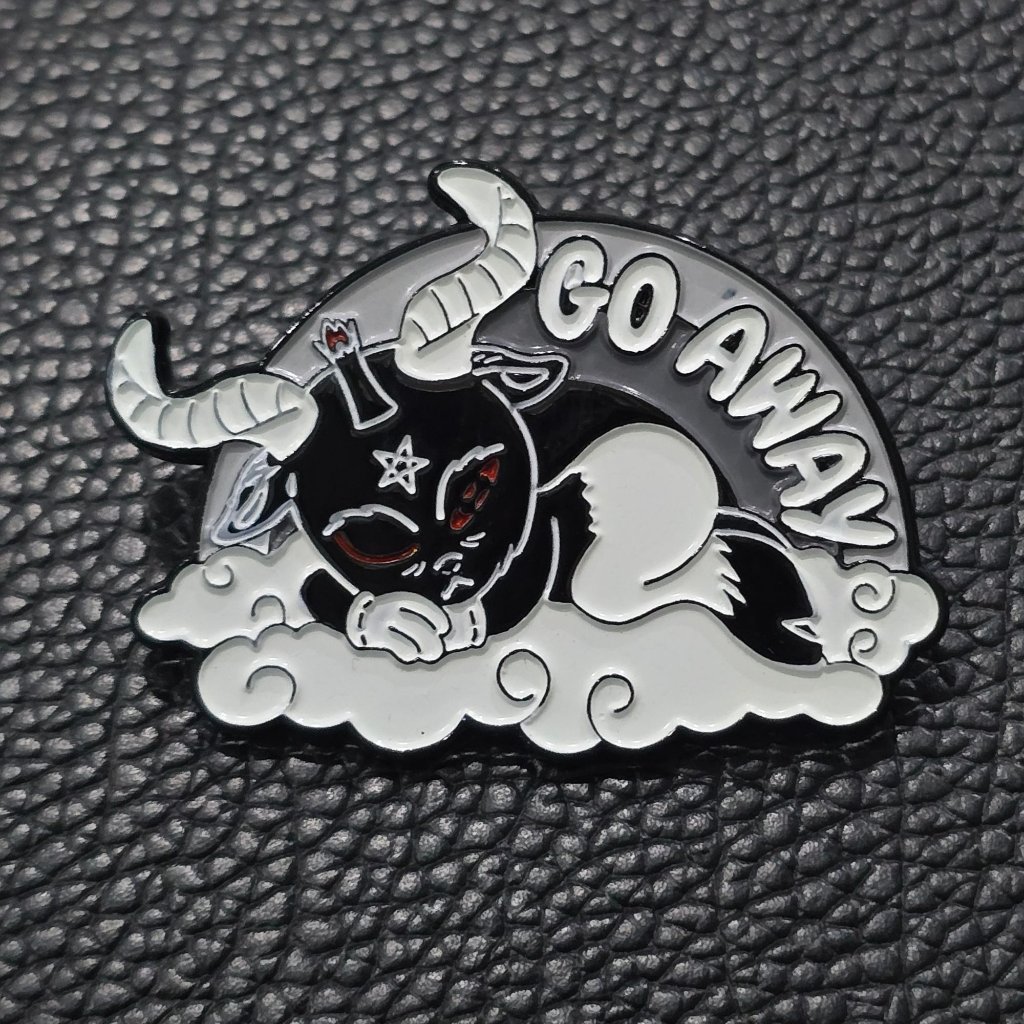 Killstar Go Away Enamel Pin Occult Cute Baphomet Snarky Cloud Graphic Os